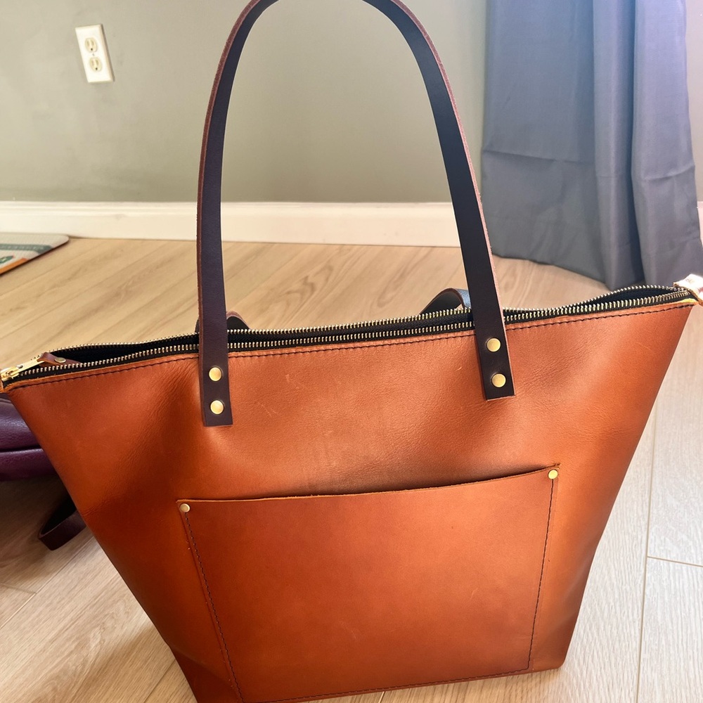 Portland Leather Zipper Large Leather Tote Bag